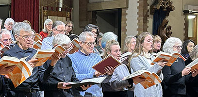 The choir rehearsing